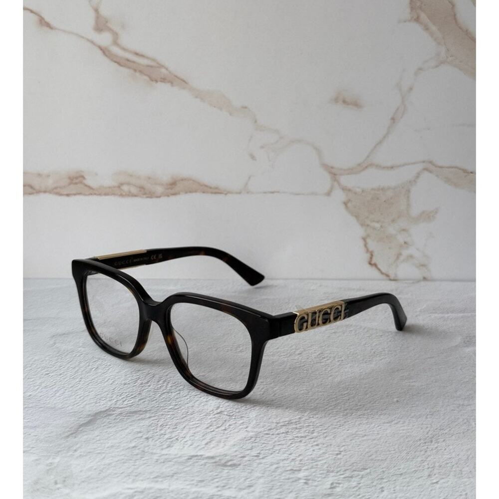 NEW Gucci GG1192O Havana Brown Gold Logo Eyeglasses Frames